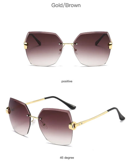 RUOBO – lunettes de soleil sans monture pour femmes, verres dégradés, branches en métal, UV400, vente en gros