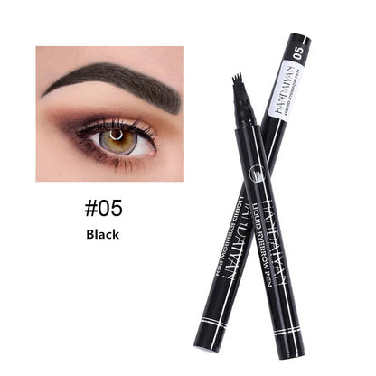 Stylo à sourcils Microblading 4D, 4 fourchettes, crayon de tatouage, longue durée, croquis fins, liquide, maquillage pour les yeux