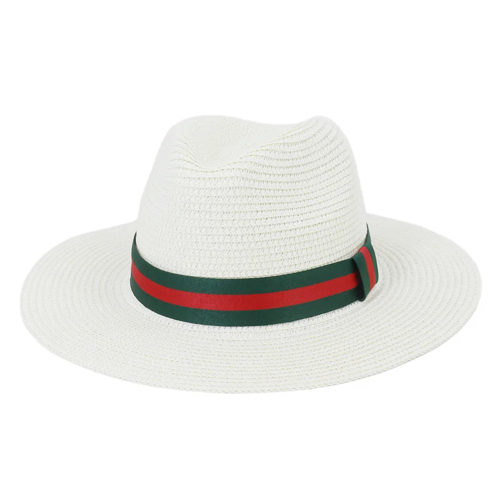 Chapeau de paille de voyage en plein air, pare-soleil de bord de mer, crème solaire, grand bord, style britannique DN, chapeau avec décoration de ruban, HZ75