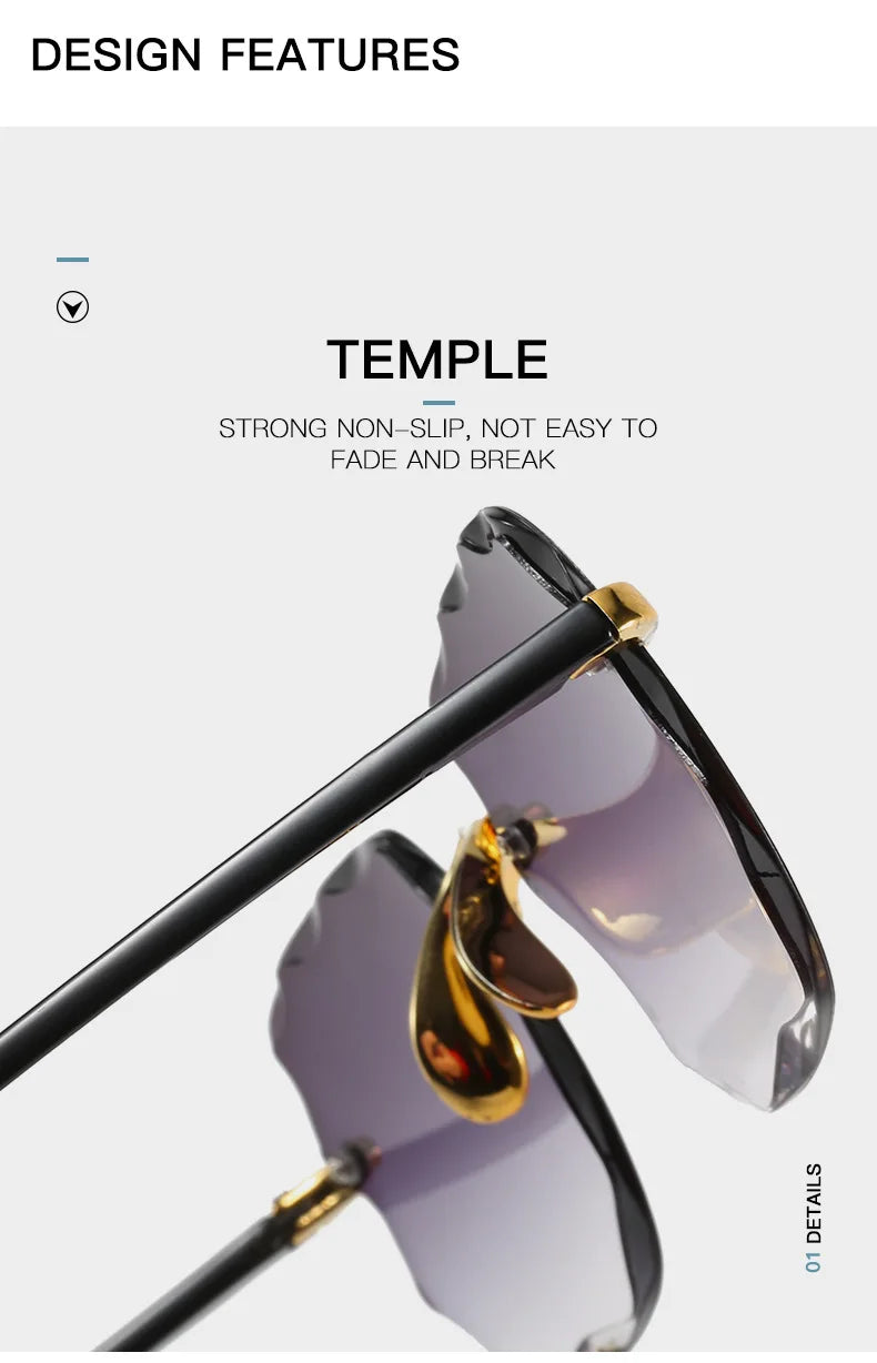 Lunettes de soleil carrées sans monture pour hommes et femmes, lunettes de soleil rouges, créateur de marque de luxe, été, mode, UV400, nuances Oculos