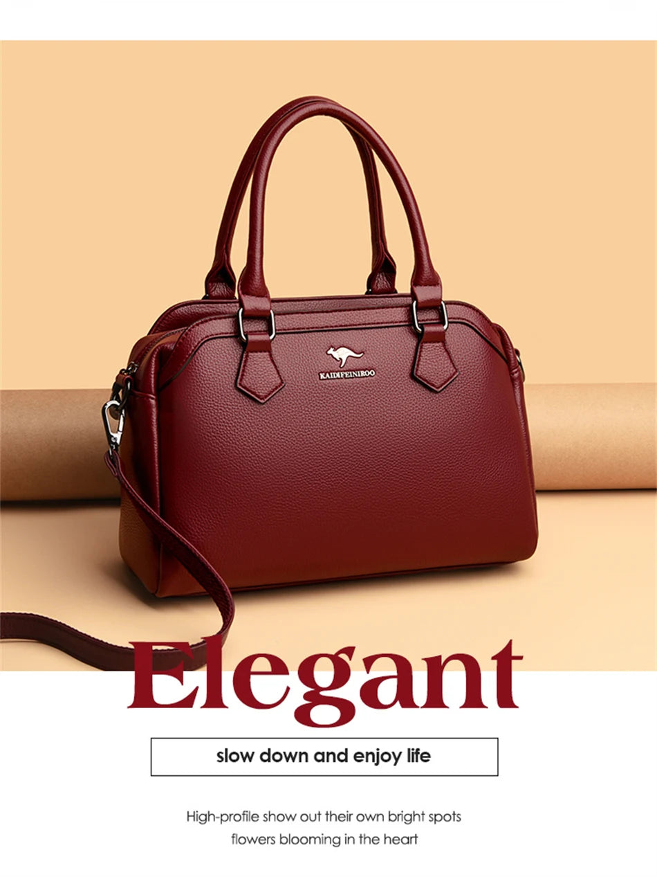 Sac à main multi-poches en cuir de vache véritable, Sac à bandoulière de luxe de styliste, fourre-tout élégant pour femmes