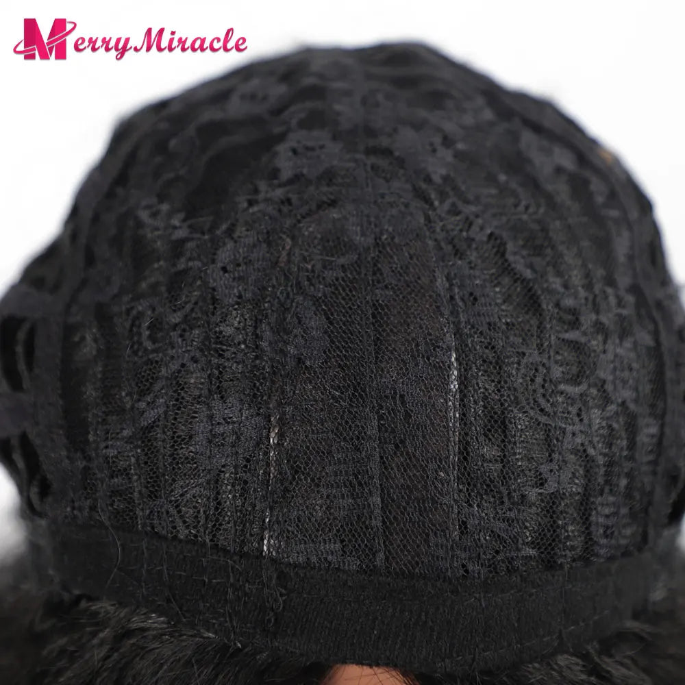 Perruques synthétiques lisses et crépues pour femmes noires, mélange de mèches noires, brunes, blondes, gingembre, rouges et blanches