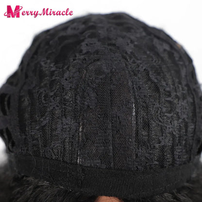 Perruques synthétiques lisses et crépues pour femmes noires, mélange de mèches noires, brunes, blondes, gingembre, rouges et blanches