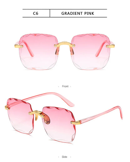 Lunettes de soleil carrées sans monture pour hommes et femmes, lunettes de soleil rouges, créateur de marque de luxe, été, mode, UV400, nuances Oculos