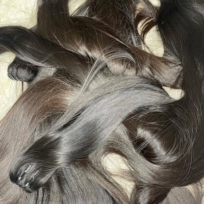 Unprocessed Cuticle Hair Bundle Vendors Bulk Double Drawn Weft Raw Indian Human Hair Extensions