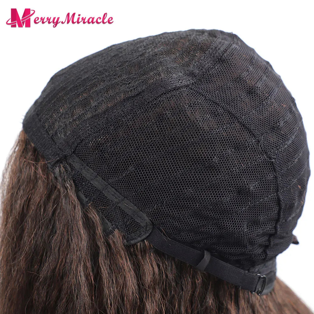 Perruques synthétiques lisses et crépues pour femmes noires, mélange de mèches noires, brunes, blondes, gingembre, rouges et blanches