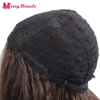 Perruques synthétiques lisses et crépues pour femmes noires, mélange de mèches noires, brunes, blondes, gingembre, rouges et blanches