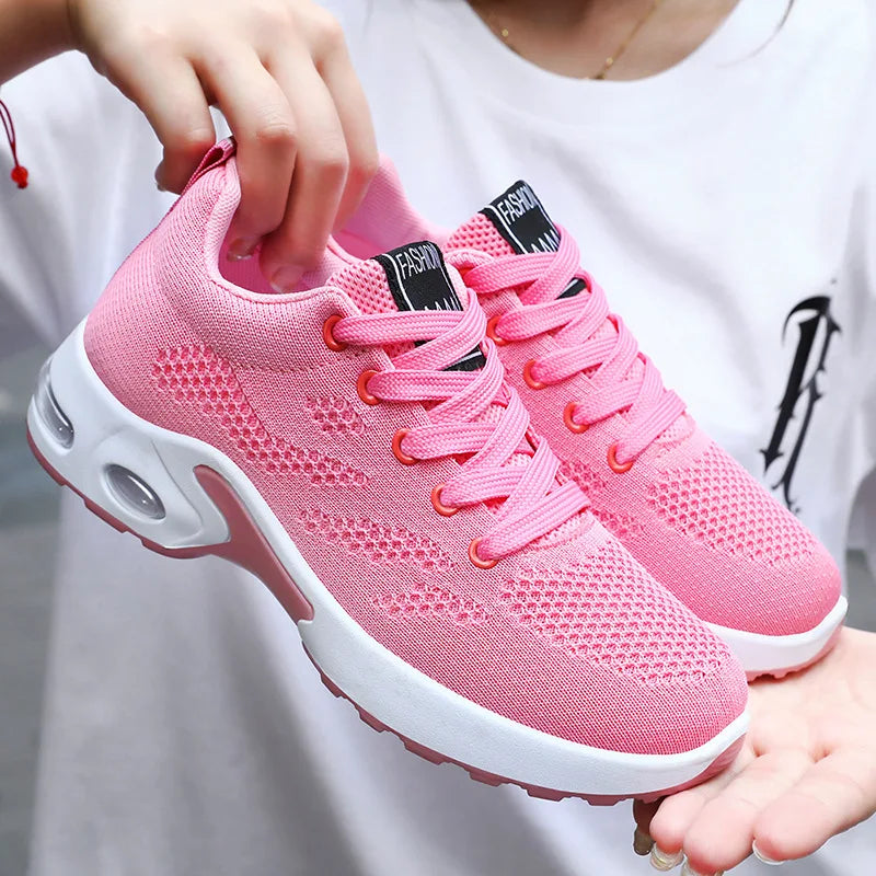 2025 New Women's Shoes Casual Solid Color Running Shoes Breathable Soft-soled Women's Sneakers