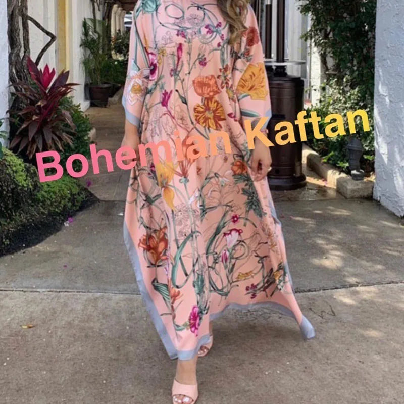 Robe maxi caftan imprimée pour femme, robe longue bohème, blogueur de mode africaine, robe d'été pour femme, robe de plage populaire, badjKaftan, recommandé