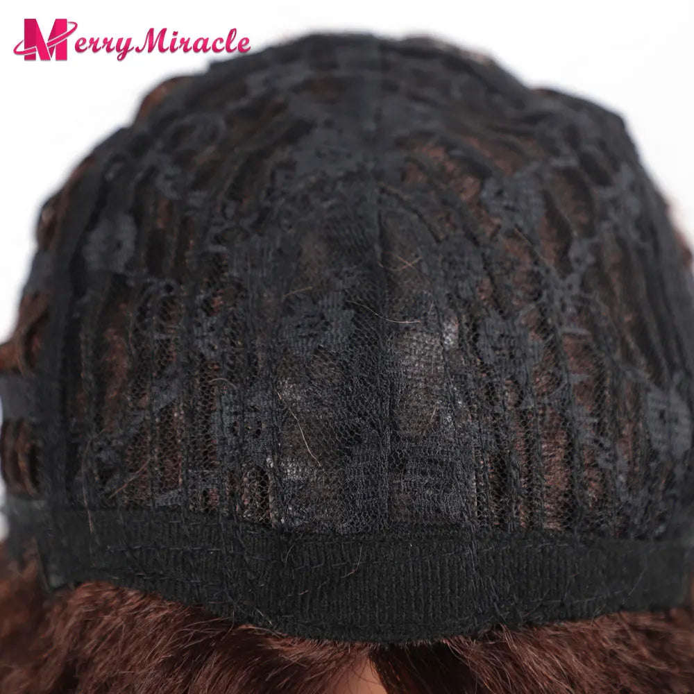 Perruques synthétiques lisses et crépues pour femmes noires, mélange de mèches noires, brunes, blondes, gingembre, rouges et blanches