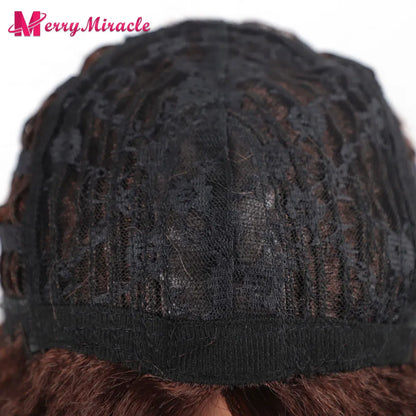 Perruques synthétiques lisses et crépues pour femmes noires, mélange de mèches noires, brunes, blondes, gingembre, rouges et blanches