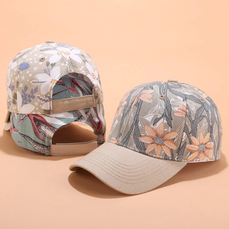 Casquette de Baseball pour femmes, imprimé floral, réglable, à rabat, mode d'été, pare-soleil d'extérieur, Bonnet pour dames, gorras