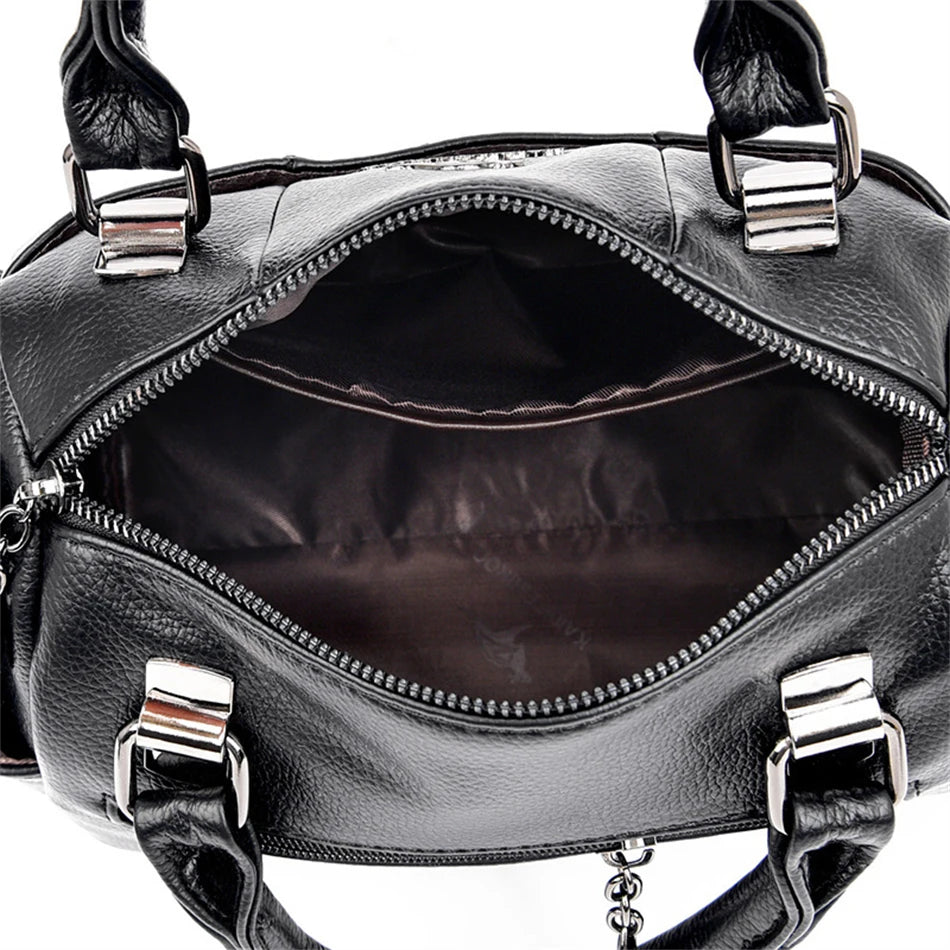 Sacs à main de styliste en cuir souple pour femmes, sac à bandoulière de luxe à épaule de marque, fourre-tout décontracté pour dames, sacoche Boston