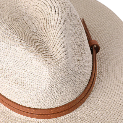 56-58-59-60CM nouveau chapeau de paille de forme souple Panama naturel été femmes/hommes casquette de soleil de plage à large bord Protection UV chapeau Fedora