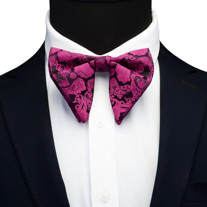 GUSLESON Paisley grand noeud papillon hommes bleu rouge jaune noeud papillon poche carré boutons de manchette ensemble avec boîte-cadeau soie mariage cravate pour homme