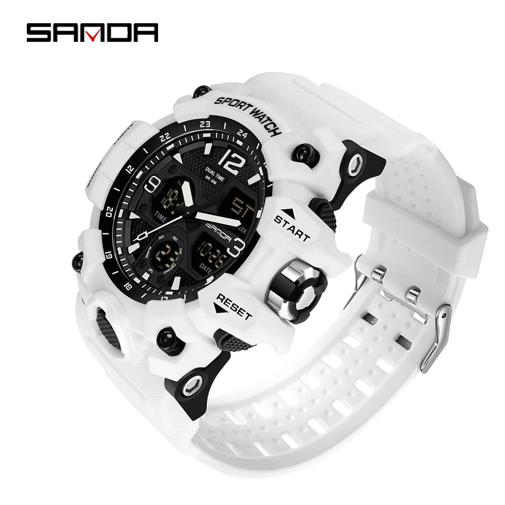 SANDA nouvelle mode Sport militaire montre-bracelet pour hommes numérique Quartz double affichage montres étanche montre décontractée pour hommes