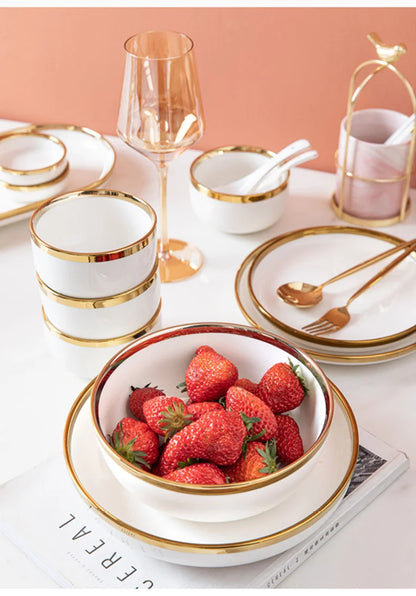 Phnom Penh-Assiettes et bols en porcelaine blanche, ensemble de nourriture, vaisselle, bol à soupe à salade, service britannique