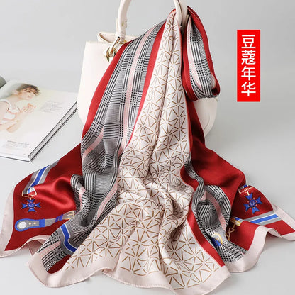 100% foulard en soie pour femmes longue impression luxe châles en soie naturelle enveloppes bleu Floral été dames foulard pur véritable foulards en soie