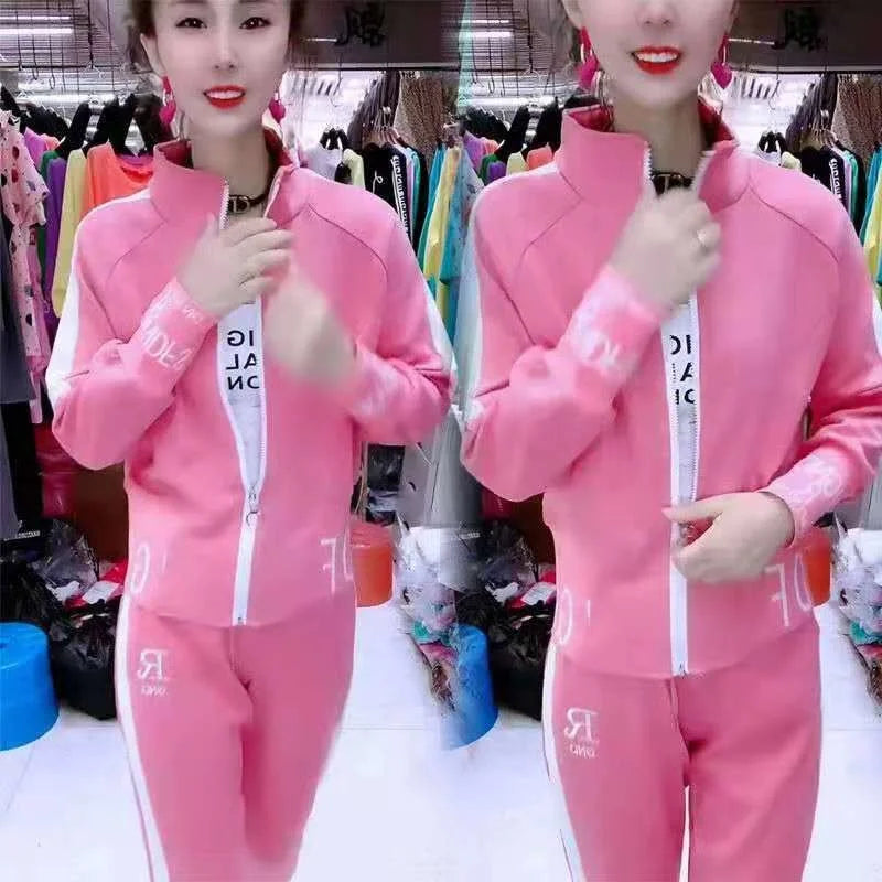 Manteau slim décontracté pour femme, pull à manches longues, pantalon, ensemble deux pièces, mode coréenne, imbibé de sport, automne, hiver, nouveau, 2025