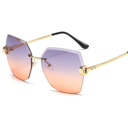 RUOBO – lunettes de soleil sans monture pour femmes, verres dégradés, branches en métal, UV400, vente en gros