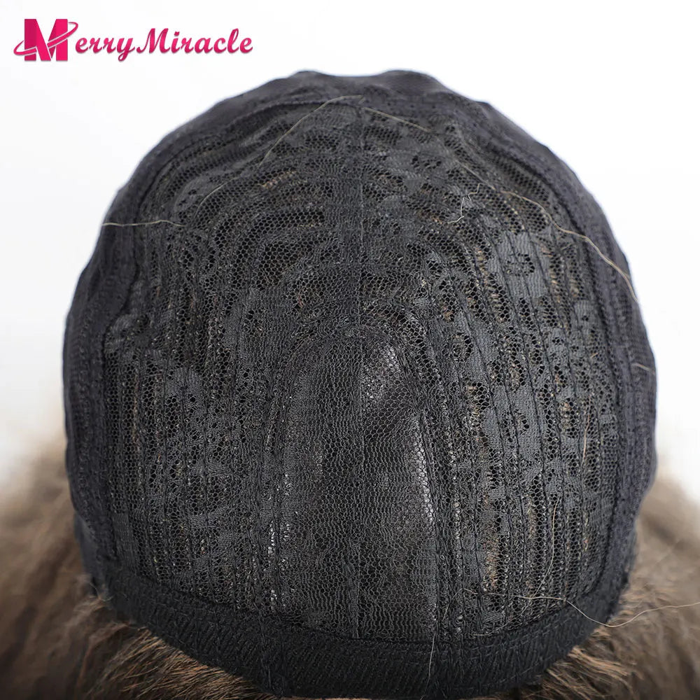 Perruques synthétiques lisses et crépues pour femmes noires, mélange de mèches noires, brunes, blondes, gingembre, rouges et blanches