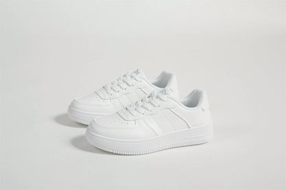 2025 Women's Spring Autumn Casual Board Skateboarding Shoes Black White Leather All-match Platform Small Foreign Trade Size-Air