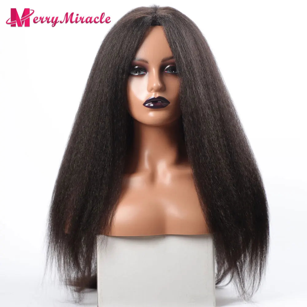 Perruques synthétiques lisses et crépues pour femmes noires, mélange de mèches noires, brunes, blondes, gingembre, rouges et blanches