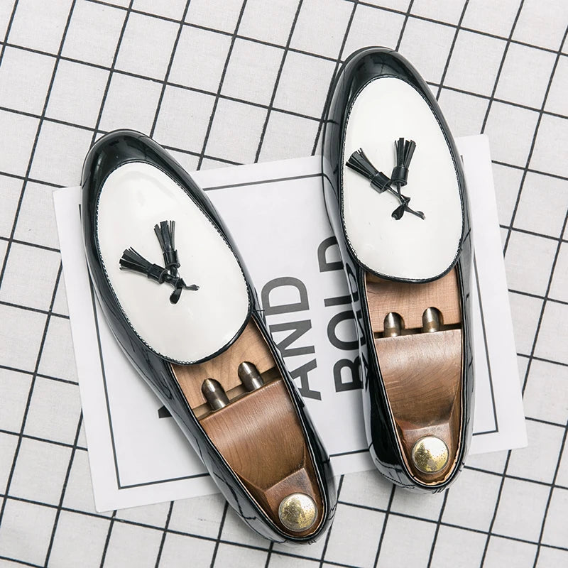 Chaussures en cuir à pampilles pour hommes, mocassins décontractés à enfiler, chaussures formelles de mariage italien, chaussures de fête respirantes