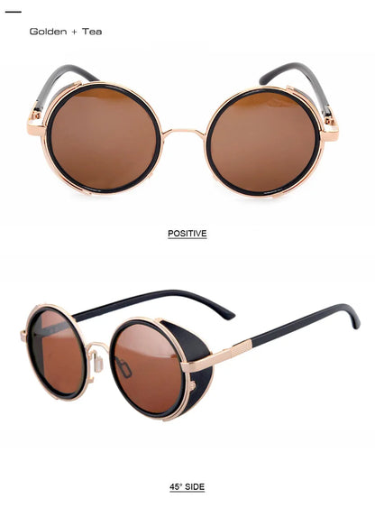 SHAUNA Vintage femmes Steampunk rétro revêtement hommes lunettes de soleil rondes marque concepteur Punk lunettes de soleil UV400