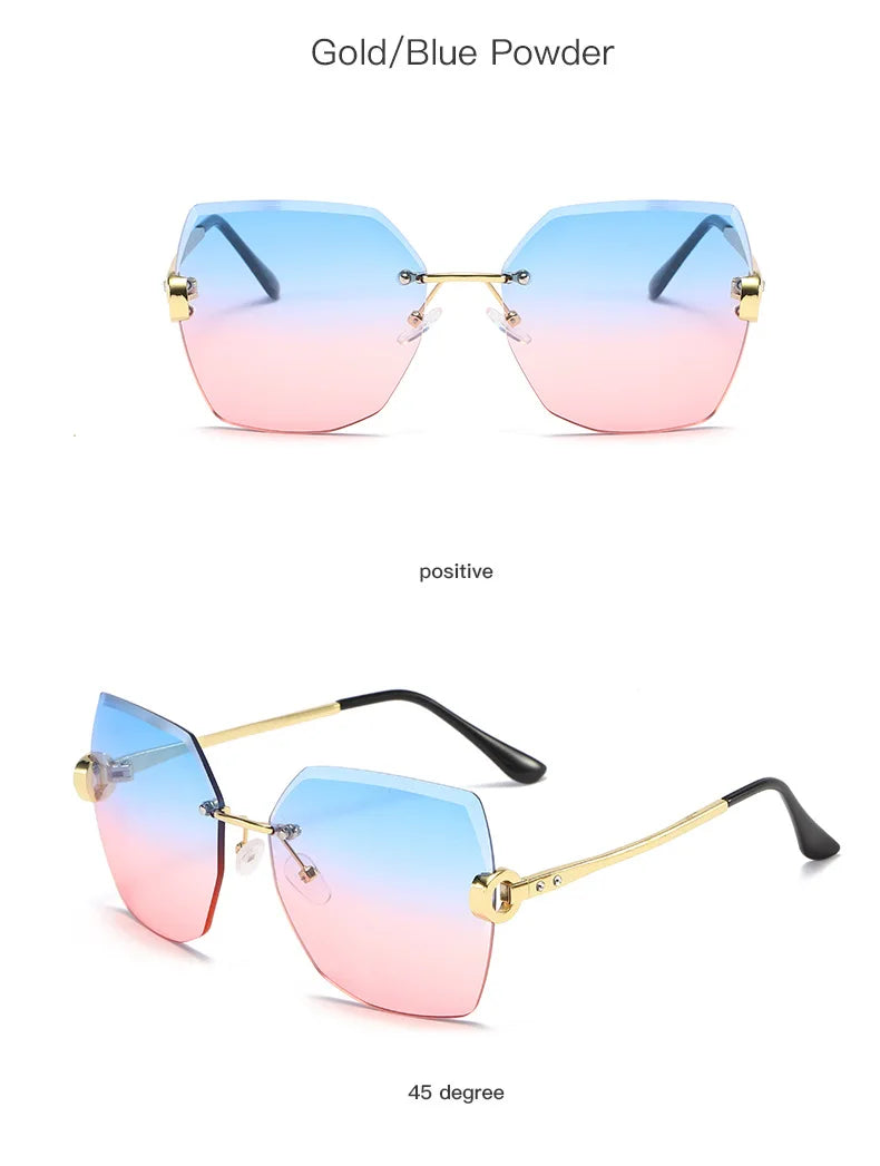 RUOBO – lunettes de soleil sans monture pour femmes, verres dégradés, branches en métal, UV400, vente en gros