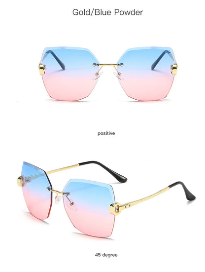 RUOBO – lunettes de soleil sans monture pour femmes, verres dégradés, branches en métal, UV400, vente en gros