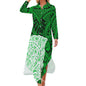 Personality Lime Green Polynesian Print Maxi Dress Elegant Women Shirt Dresses Custom Clothing Plus Size Dress Skirts