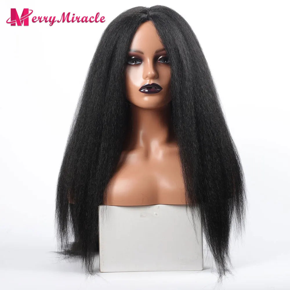 Perruques synthétiques lisses et crépues pour femmes noires, mélange de mèches noires, brunes, blondes, gingembre, rouges et blanches