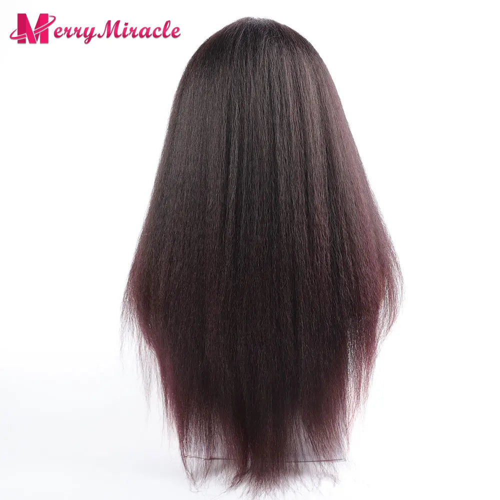 Perruques synthétiques lisses et crépues pour femmes noires, mélange de mèches noires, brunes, blondes, gingembre, rouges et blanches