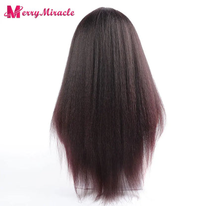 Perruques synthétiques lisses et crépues pour femmes noires, mélange de mèches noires, brunes, blondes, gingembre, rouges et blanches