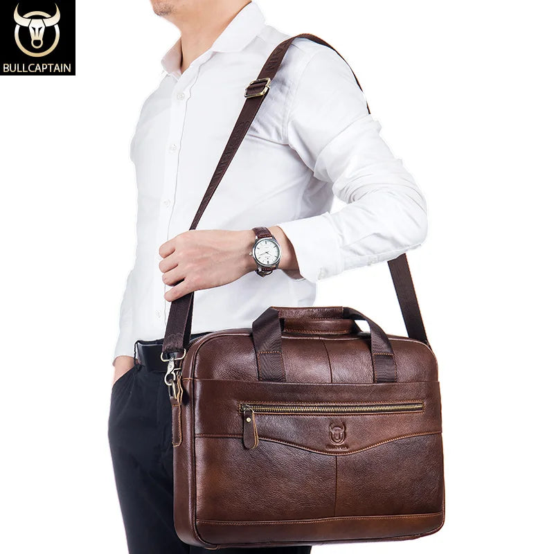BULLCAPTAIN-Sac à Main en Cuir group pour Homme, Sacoche pour Bombes, Ordinateur Portable de 14 Pouces, Bureau, Affaires