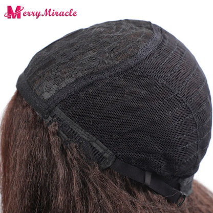 Perruques synthétiques lisses et crépues pour femmes noires, mélange de mèches noires, brunes, blondes, gingembre, rouges et blanches