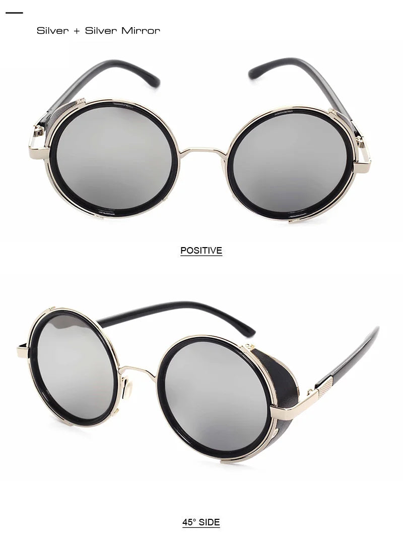 SHAUNA Vintage femmes Steampunk rétro revêtement hommes lunettes de soleil rondes marque concepteur Punk lunettes de soleil UV400
