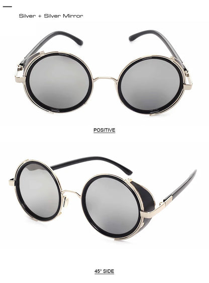 SHAUNA Vintage femmes Steampunk rétro revêtement hommes lunettes de soleil rondes marque concepteur Punk lunettes de soleil UV400