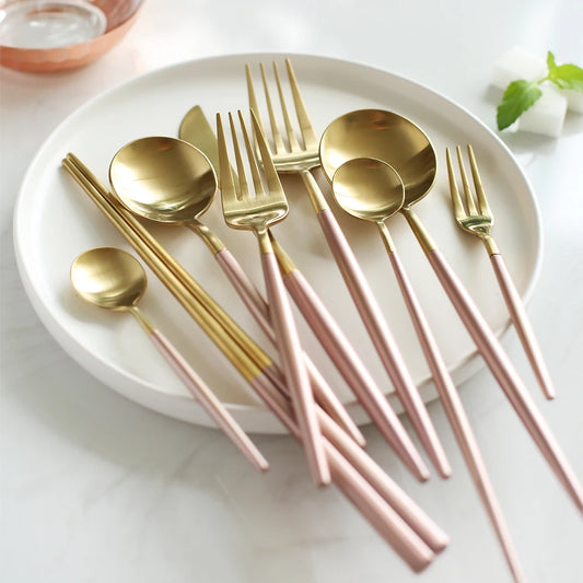 Stainless Steel Cutlery Set Dinner Fork Knife Dessert Spoons Coffee Stirring Spoon Fruit Fork Tableware Home Restaurant Supplier