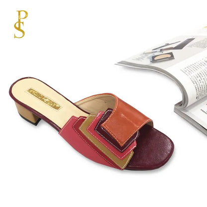 FABIO PENN2025 pantoufles pour femmes à la mode, élégantes, multicolores et confortables, sandales à talons mi-hauts exquises pour les fêtes en plein air