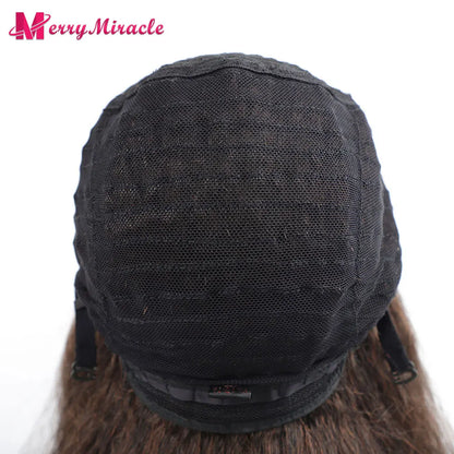 Perruques synthétiques lisses et crépues pour femmes noires, mélange de mèches noires, brunes, blondes, gingembre, rouges et blanches