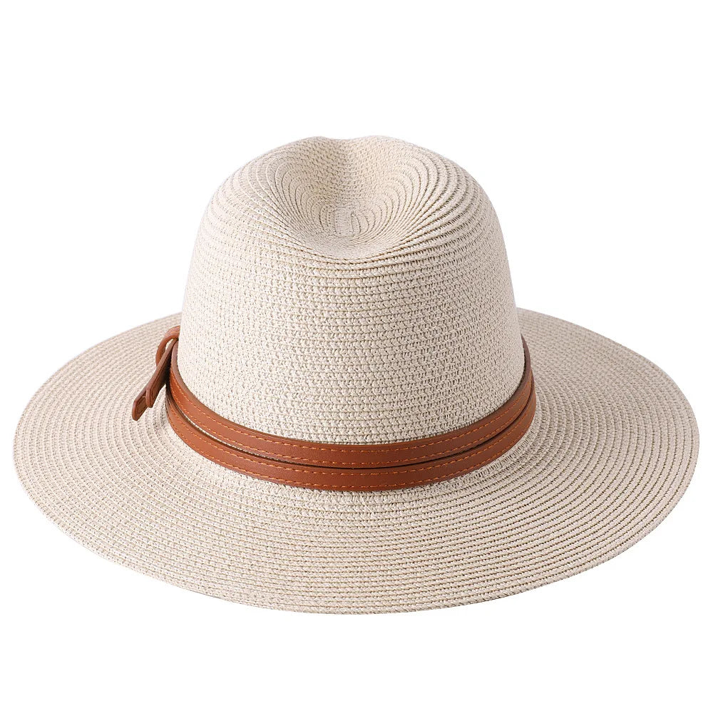 56-58-59-60CM nouveau chapeau de paille de forme souple Panama naturel été femmes/hommes casquette de soleil de plage à large bord Protection UV chapeau Fedora