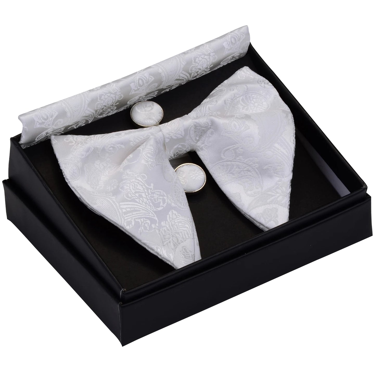 GUSLESON Paisley grand noeud papillon hommes bleu rouge jaune noeud papillon poche carré boutons de manchette ensemble avec boîte-cadeau soie mariage cravate pour homme