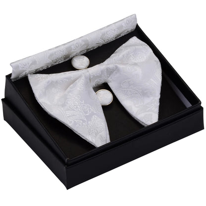 GUSLESON Paisley grand noeud papillon hommes bleu rouge jaune noeud papillon poche carré boutons de manchette ensemble avec boîte-cadeau soie mariage cravate pour homme