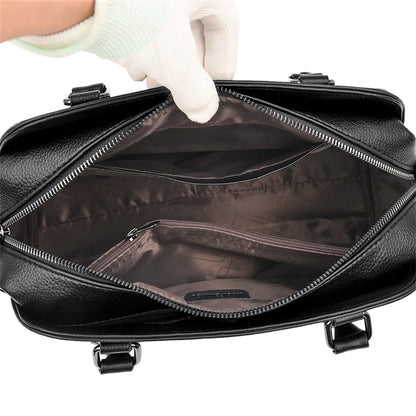 Sac à main multi-poches en cuir de vache véritable, Sac à bandoulière de luxe de styliste, fourre-tout élégant pour femmes