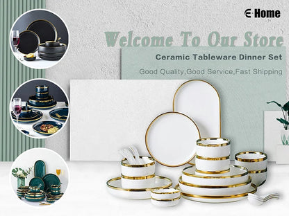 Phnom Penh-Assiettes et bols en porcelaine blanche, ensemble de nourriture, vaisselle, bol à soupe à salade, service britannique