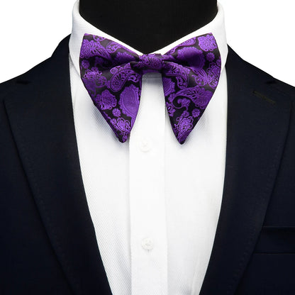 GUSLESON Paisley grand noeud papillon hommes bleu rouge jaune noeud papillon poche carré boutons de manchette ensemble avec boîte-cadeau soie mariage cravate pour homme