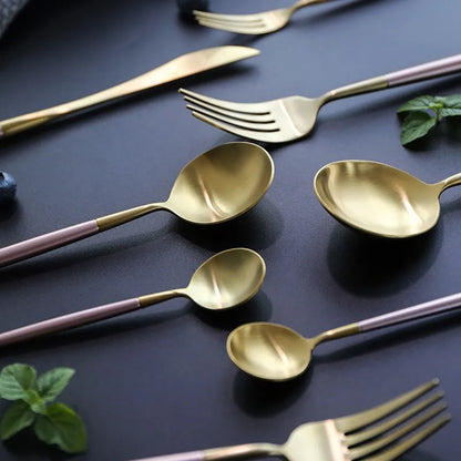 Stainless Steel Cutlery Set Dinner Fork Knife Dessert Spoons Coffee Stirring Spoon Fruit Fork Tableware Home Restaurant Supplier