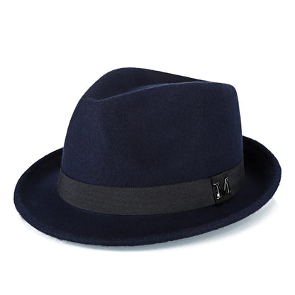 Hommes hiver épais chaud feutre Fedora chapeaux laine Gentleman Jazz casquette homburg mâle classique à bord étroit chapeau haut-de-forme